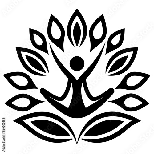 Minimalist Wellness Icon with Abstract Organic Shapes