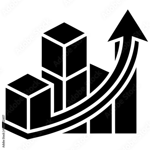 Minimal Learning and Growth Icon with Rising Abstract Blocks