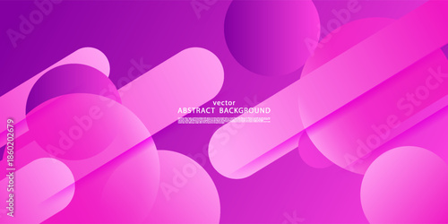 Horizontal abstract banner background with pink rectangles and fluid patterns on a purple background. Vector eps10