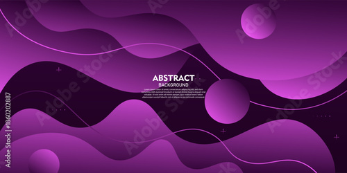 Abstract purple wave banner background. Simple wave fluid element pattern with line design. Vector eps10