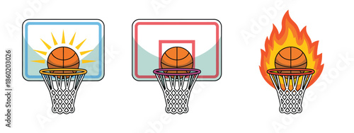 Basketball hoops with different themes