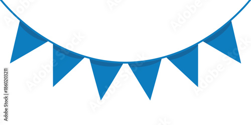 Blue bunting flags hanging on a string