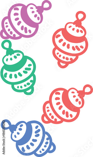 Christmas Ornament Line Art Sketch, Minimal Hand Drawn Holiday Decoration, New Year Bauble Illustration