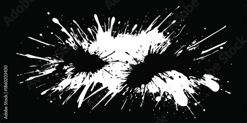 A black grunge ink splat abstract background featuring colorful fireworks and bright pyrotechnics bursting in the night sky for a festive New Year celebration display