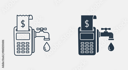Payment terminal processing a water bill or utility payment concept, digital transaction for essential services
