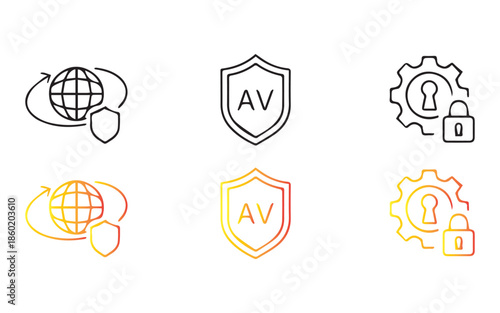 Security icons for antivirus and protection services online