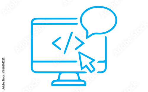 Modern web development concept with computer and code on screen