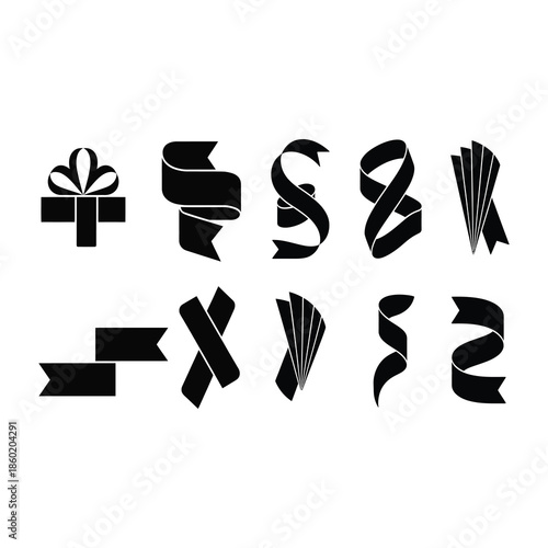 Folded ribbon-inspired solid silhouettes.