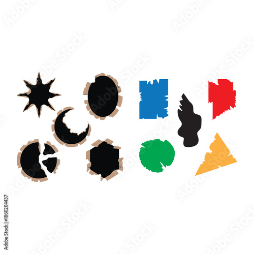 Torn cardboard-edge inspired silhouettes.