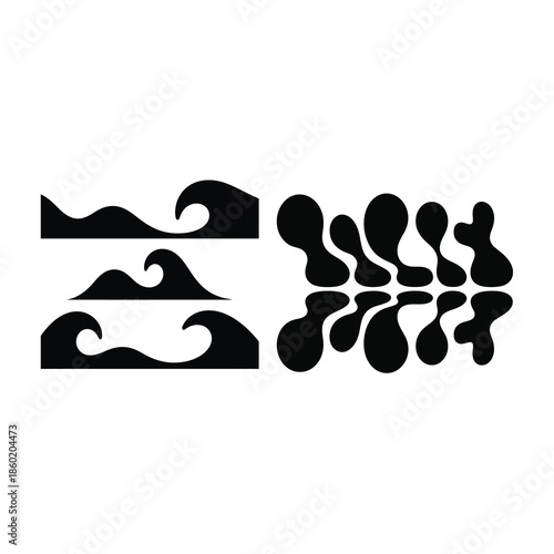 A collection of Wave layering effect with organic shapes Silhouette.