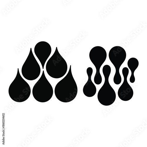 A collection of Thick teardrop cluster abstract element Silhouette.