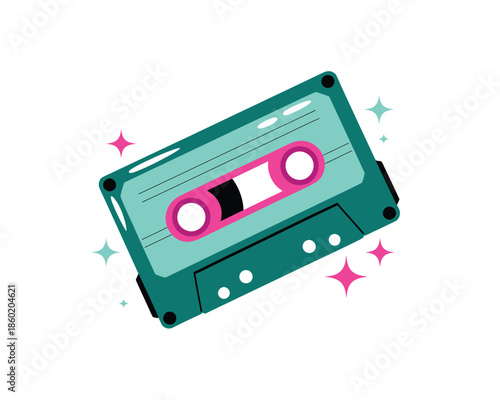 Vintage cassette tape with sparkles