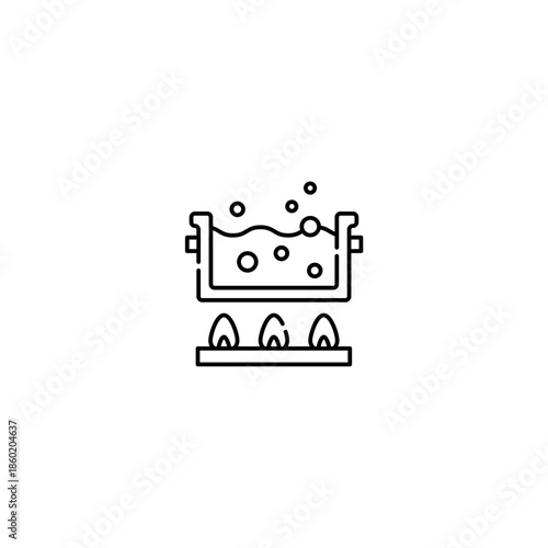 Boil water icon, gas stove Symbol Outline icon Transparent background Editable Stroke