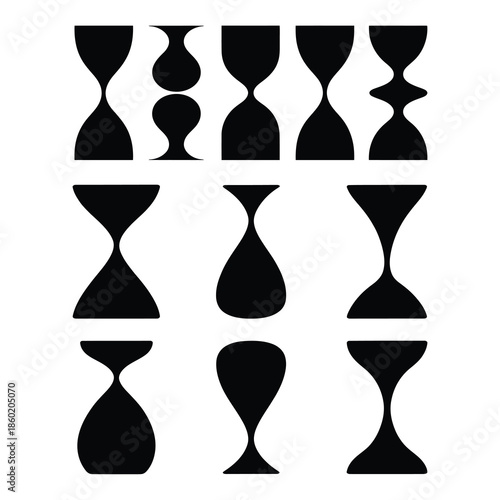 Abstract stretched hourglass form set.