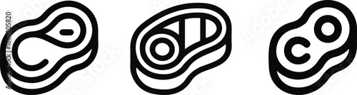 Steak Meat Cut Icon Set – Beef Food Symbol for Butcher, BBQ and Restaurant Design