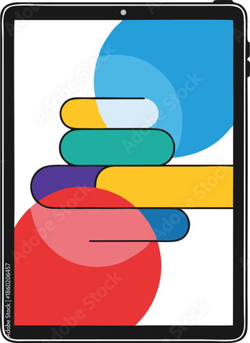 Digital Tablet Device with Colorful Abstract Screen Wallpaper