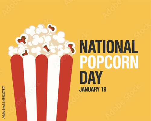 National Popcorn Day January 19 Snack Illustration for Movie Theater Marketing and Food Concession Poster