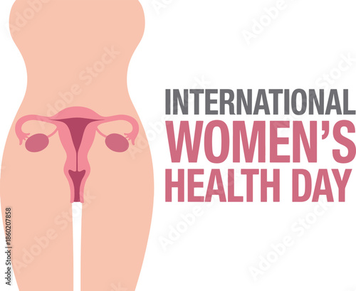 International Women's Health Day Illustration with Female Anatomy Uterus for Reproductive Wellness and Medical Awareness
