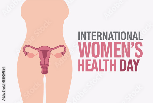 International Women's Health Day Illustration with Female Anatomy Uterus for Reproductive Wellness and Medical Awareness