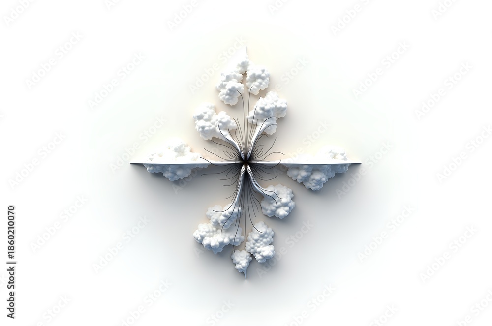 Naklejka premium Abstract Cloud Sculpture on Wall