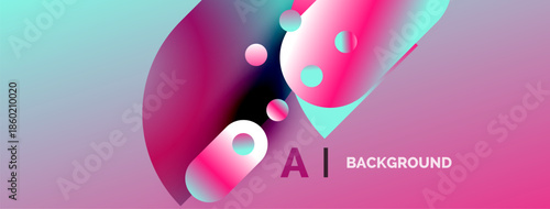 Abstract fluid shapes, vibrant colors, pinks, blues, purples. Modern design, gradient effect, dynamic composition. Background element.