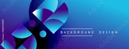 Abstract blue gradient background. Overlapping circles create dynamic visual effect. Text reads background design. Modern, sleek presentation.