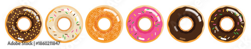 set of donuts isolated element vector illustration