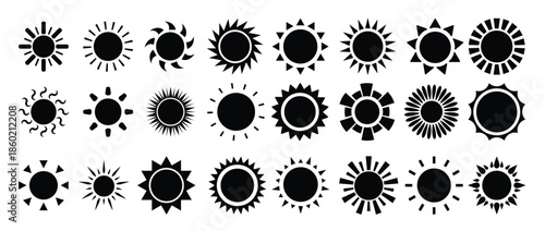 sun icon vector set summer illustration sign collection 
