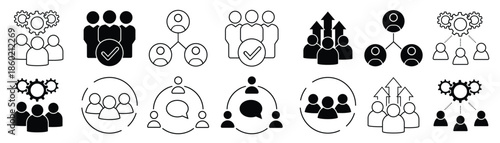  team icon set development illustration sign collection