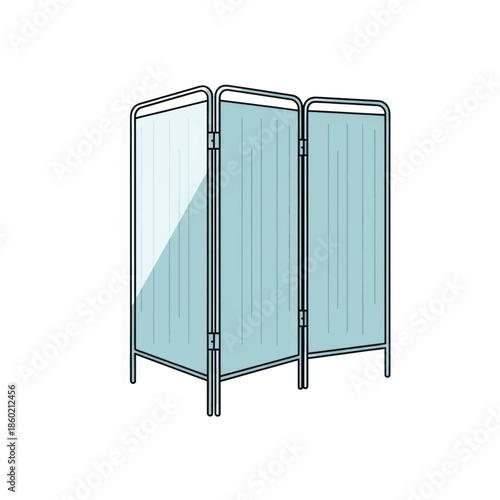 Three Panel Folding Screen Divider Illustration for Modern Home Interior.