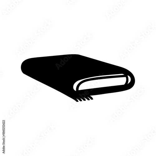 Stylized Illustration of a Folded Blanket or Scarf with Fringe Detail
