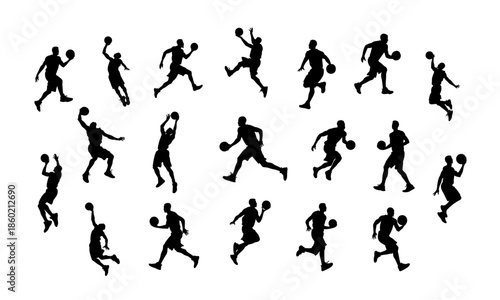 Basketball player silhouette in action