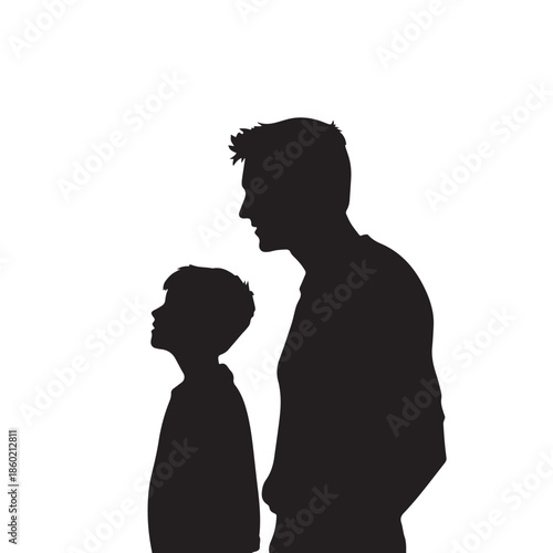 Father and Son Silhouette Vector Illustration Isolated Family Bond Design