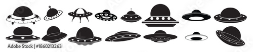 ufo icon vector set flying saucer illustration sign