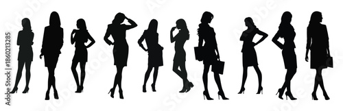 variety of businesswomen silhouettes set