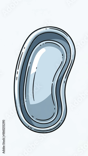 Illustrated blue toned ear with soft shading and detailed anatomy study for educational purposes.