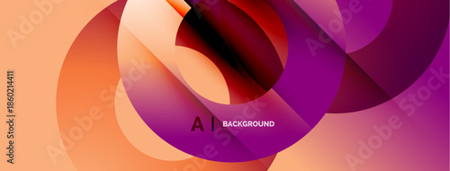 Abstract colorful shapes overlap. Gradient hues blend from orange, red, purple. Modern design element for backgrounds, presentations.