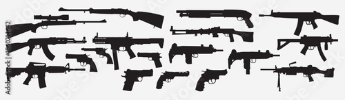 guns silhouette set