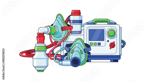 Collection of laboratory equipment and safety gear used in science experiments.