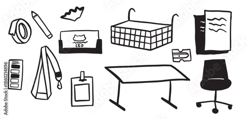 office tools doodle pack for minimalist illustrations 