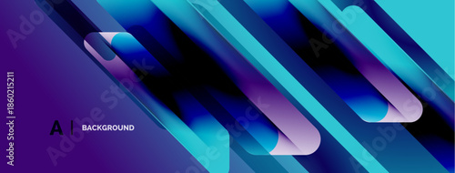 Abstract gradients create dynamic lines. Blue, purple hues dominate composition. Modern design suggests technology, innovation. Smooth transitions offer visual interest.