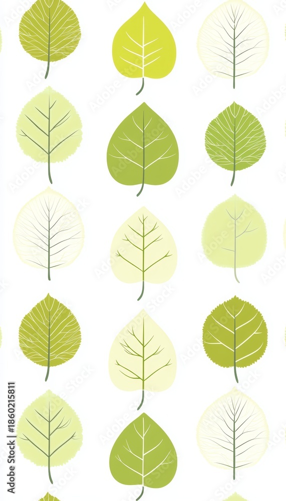 Fototapeta premium Delicate Green Leaf Pattern A Beautiful, Seamless Background for Fresh and Natural Designs