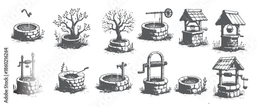 vintage hand drawn wells collection