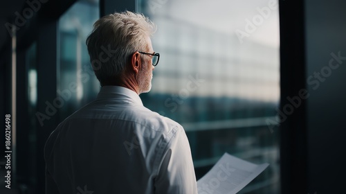 Elderly Person Viewing Pension Statement and Reflecting on Financial Future