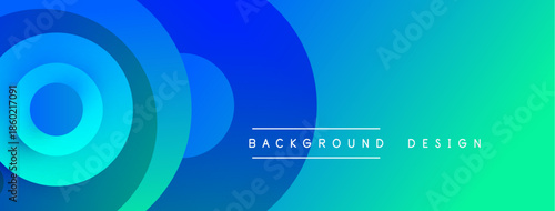 Abstract gradient background. Blue hues transition into vibrant turquoise. Circular shapes add depth, modern aesthetic. Simple text overlay present.