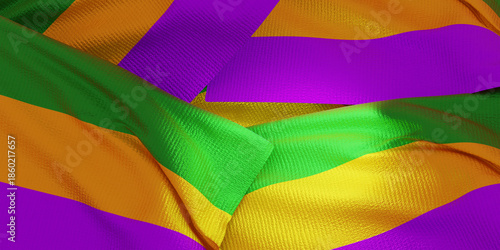 Tableau sur toile Mardi Gras  flag of silk-3D illustration. 3d render.