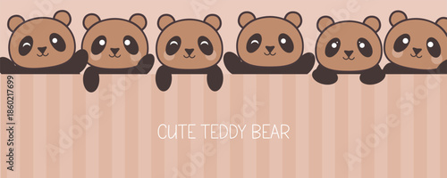 Cute teddy bear poster, cards, banner illustration with Teddy bear vector Cartoon hand drawing style