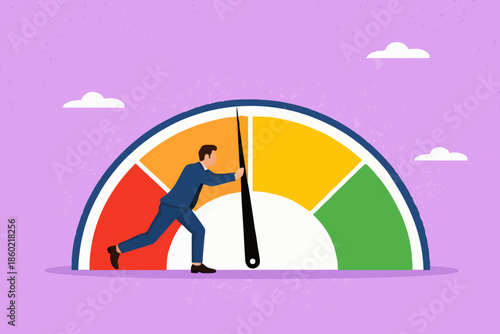 Business Man Pushing Gauge