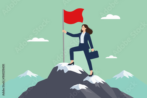 Business Woman With Red Flag