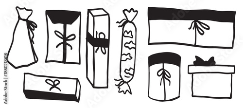 minimalist gift box illustrations for party themes 